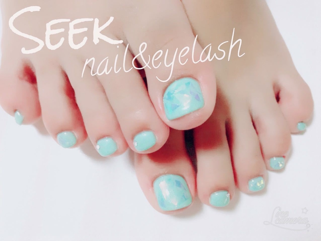 Seek Nail At さんのネイルデザイン フットネイル流行りのフィルムで