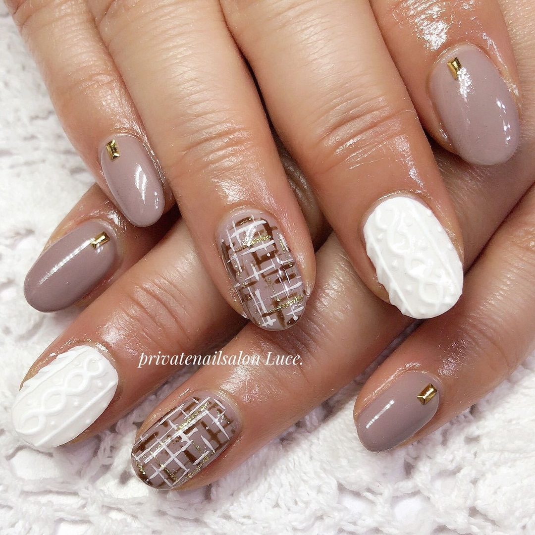 Privatenailsalon Luce のネイルデザイン 冬ネイル 大人可愛い ニットネイル Tredina