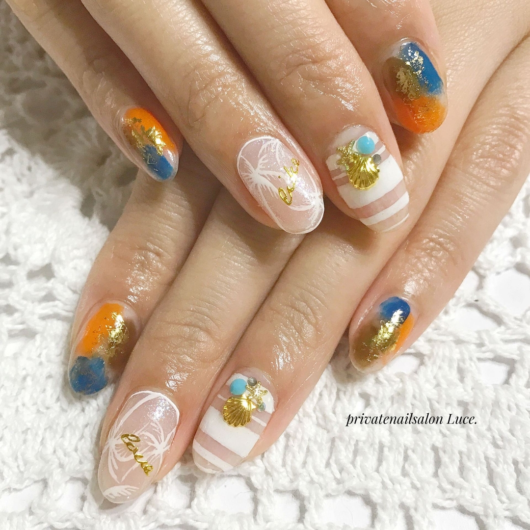 Privatenailsalon Luce のネイルデザイン Tredina ボーダー 夏 Tredina