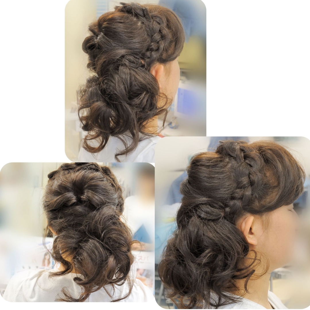 Nafeesさんのヘアスタイル 裏三つ編み込みフンワリアップ Tredina