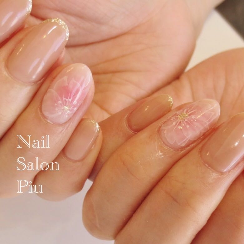 Nail Salon Piuのスナップ 春ネイル シンプルネイル 桜ネイル Tredina