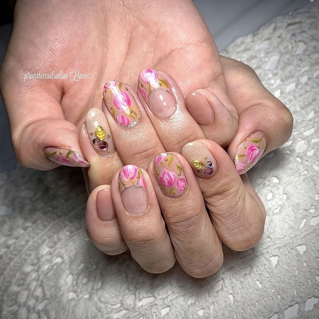 Privatenailsalon Luce のネイルデザイン チューリップ Nail Naildesign Tredina