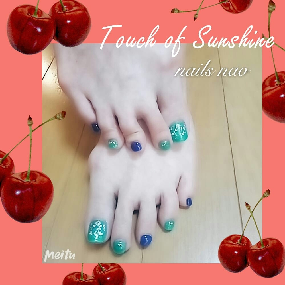 Nails Naoのネイルデザイン ネイル フットジェル グリーンネイル Tredina