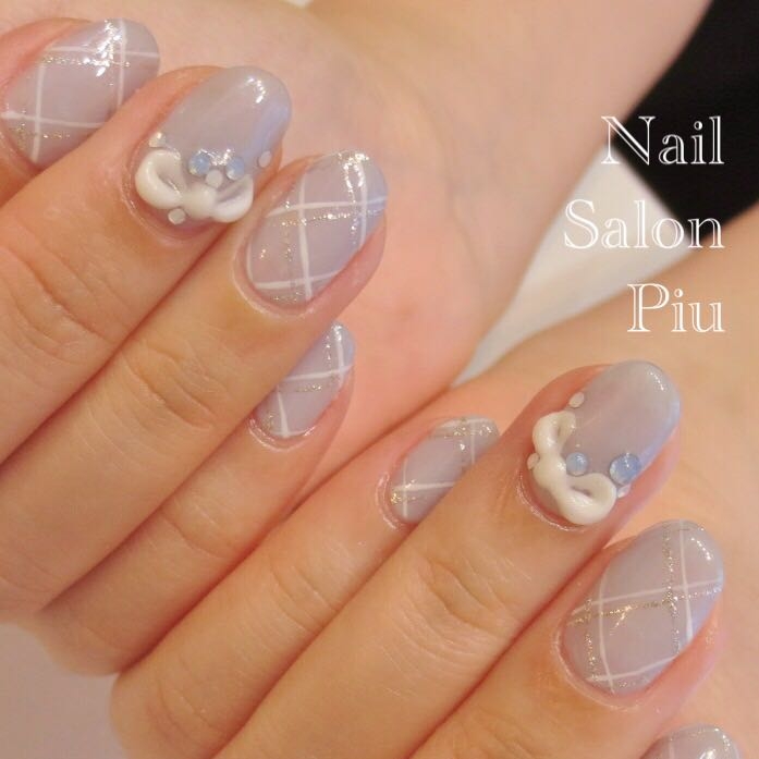 Nail Salon Piuのネイルデザイン ネイル チェックネイル 大人可愛いネイル Tredina