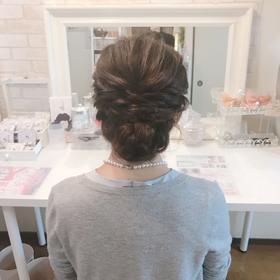 ヘアスタイル 結婚式ヘアアレンジ 結婚式お呼ばれ 大人可愛い 福岡ヘアセット 天神 ヘアアレンジ ヘアセット アップスタイル Threekeys スリーキーズ 着物 福岡